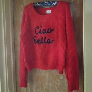 Unrobe mohair Italian made Ciao Bella Red sweater